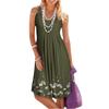 Women's Sleeveless Flower Dress with Printed Loose Vest Dress