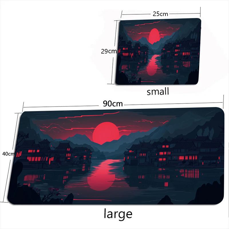 Xxl Guochao Landscape Mouse Pad Sunset Pattern Large Table Pads Computers Game Keyboard Mat HD Anti-slip Office Long Carpet Mats