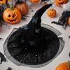 Elegant Curved Brimmed Witch Hat With 3D Butterfly Decoration Halloween Cosplay Accessory Multiple Colors