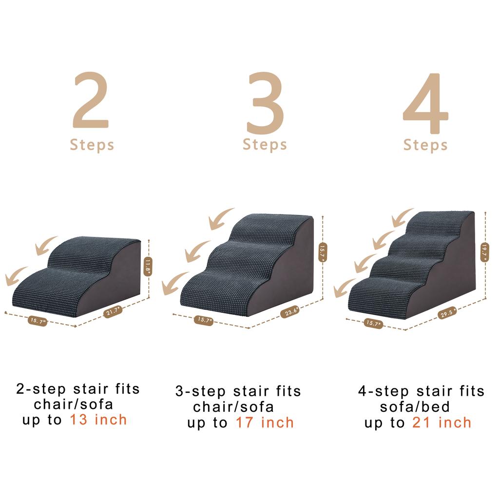 Pet Stairs, Steps, Small Dogs Getting Up and Down, Bed Ladder, Bedside Ladder, Removable and Washable Sponge Slope Ladder