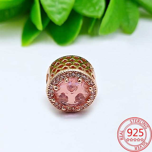 Real 100% 925 Sterling Silver Colorful Rainbow Pendant & Dream Catcher Heart Charm Fit Fashion 3mm Bracelet Romantic Gift