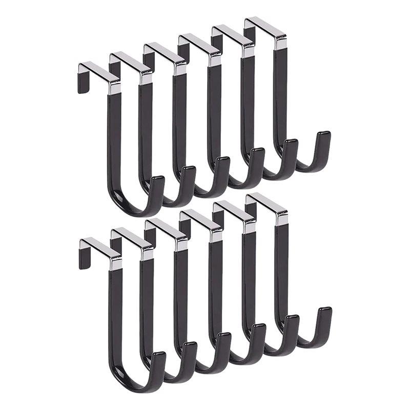 2025 Trend 12Pcs Organizer Hook Over The Door Hooks With Soft Rubber Pads- Rustproof Door Hangers