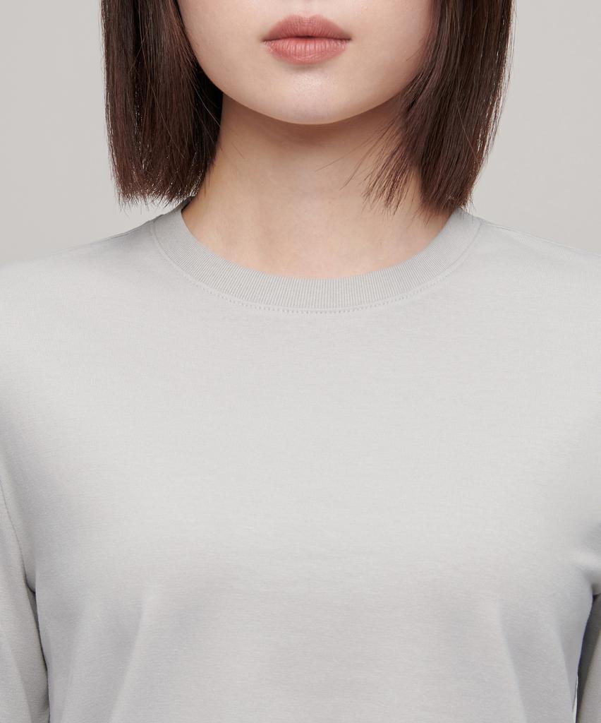 MUSINSA STANDARD WOMAN Women'S Flexible Crew Neck Long Sleeve T-Shirt [Light Grey]