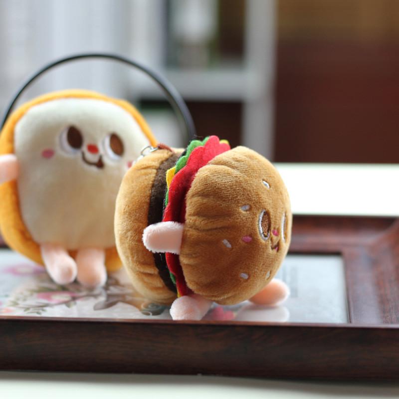 Adorable Plush Hamburger Hot Dog Chicken Leg French Fries Keychain For Backpacks Creative Gift