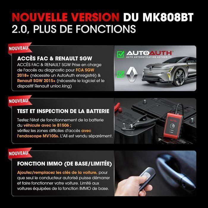 Valise de Diagnostic - AUTEL - MK808K-BT - Diagnostic bidirectionnel - 3000+ Tests actifs - Bluetooth sans fil