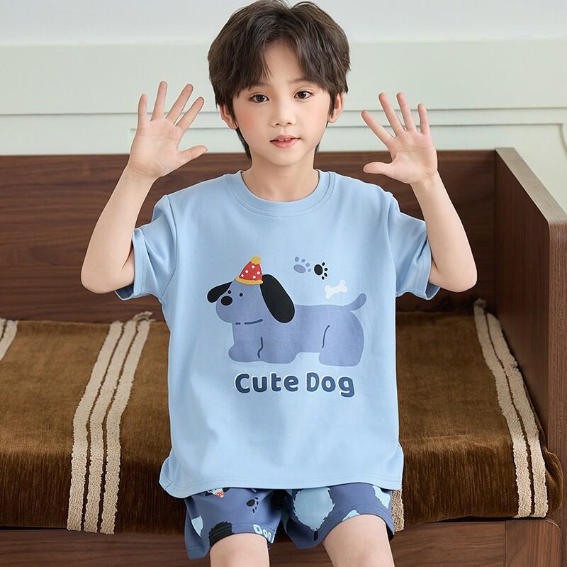 Boys Cotton Short Sleeve Pajama Set Lightweight Sleepwear Kids 8 Years Cartoon Print Home Outfit
