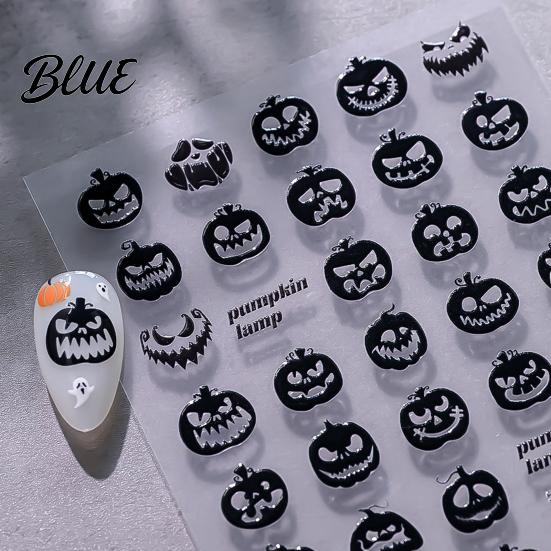Halloween Nail Stickers Art Stickers 3D Embossed Skeleton Hand Pumpkin Bat Professional Salon Accessories Black Decals Self-Adhesive Manicure
