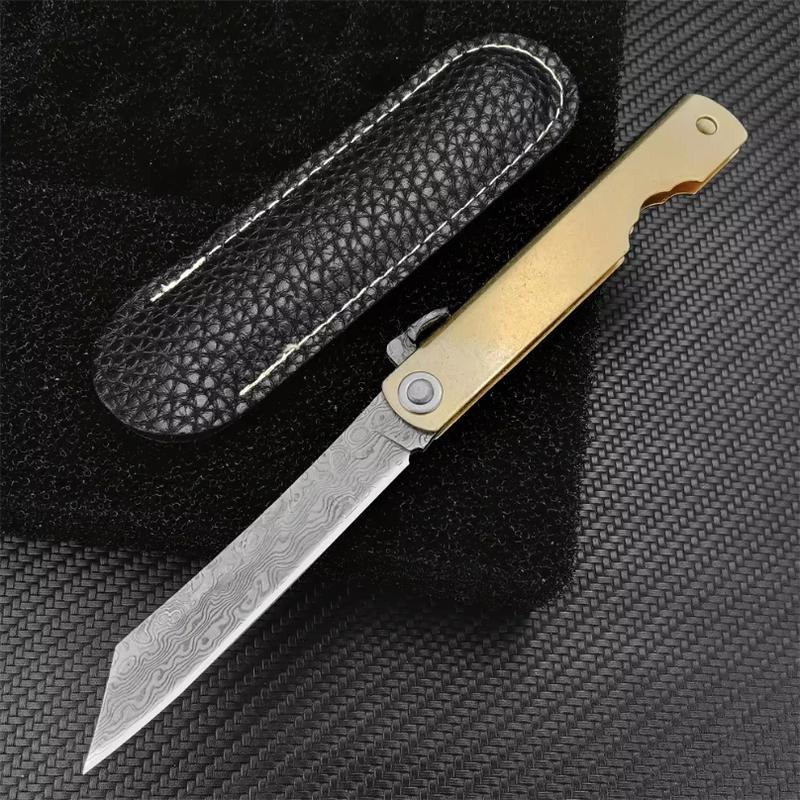Higonokami Japanese Mini Pocket Folding Knife VG10 Damascus Steel Family Standing Durable Sashimi High Hardness Barbecue Tools