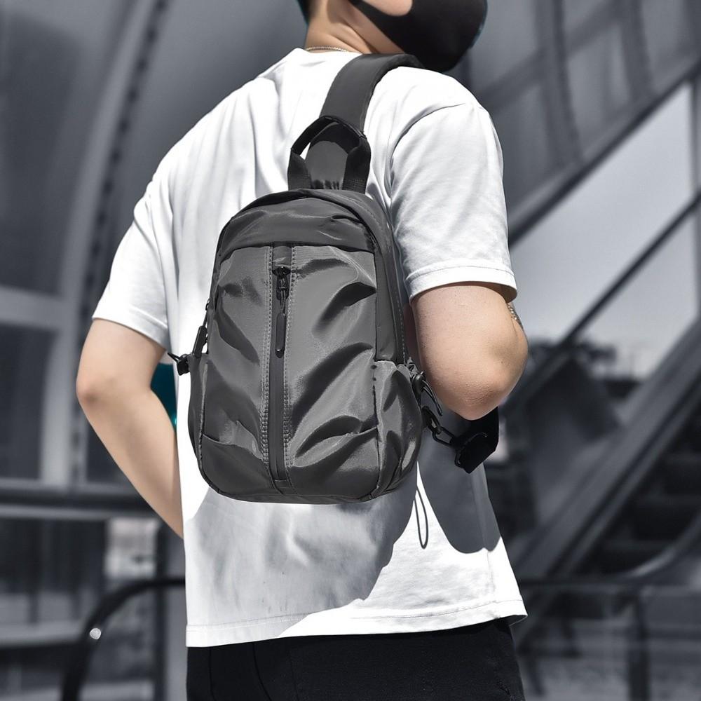 Multifunction Sports Crossbody Bag Solid Color Nylon Shoulder Bag Casual Men's Chest Bag  Fitness