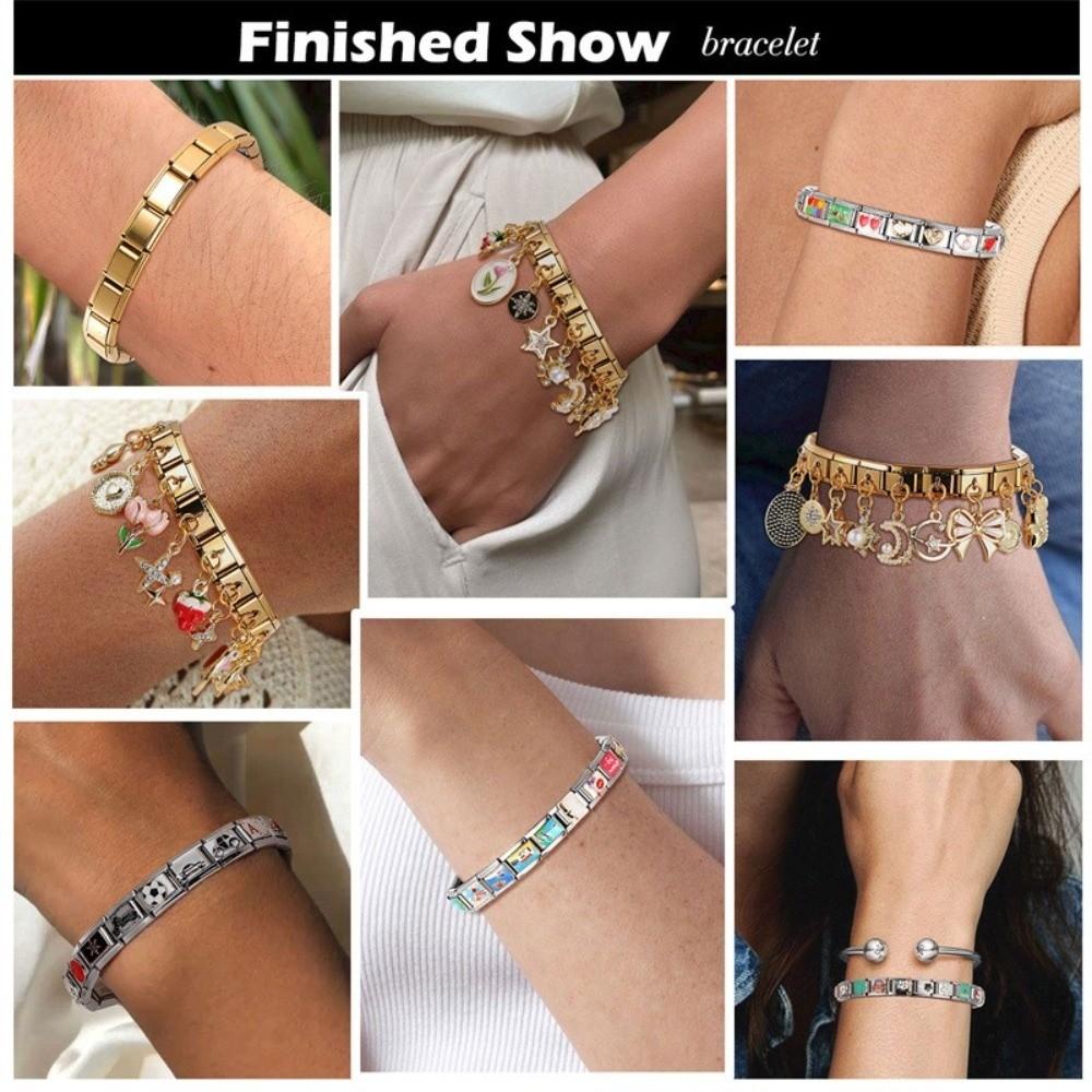 Double Chain Bracelet Charms Stainless Steel Fit 9mm Bracelet Charm Bracelet Link Spliceable DIY Making Charm Italian Links