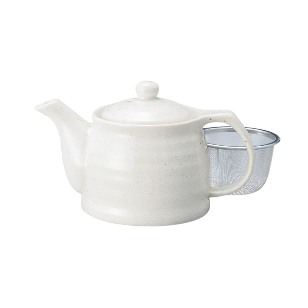 Ale-net Teapot, 16.5 X 10 X 9.5 Cm, 310cc, Kohiki Rokubee Pot (with Tea Strainer), Mino Ware, Porcelain, Made In Japan, Stylish
