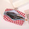 Trendy Plaid Makeup Bag Embroidered Bow Octagonal Cosmetics Organizer Makeup Pouch Portable Travel Organizer Bags Toiletries Bag