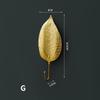 Retro Gold Leaf Shape Hanging Hooks Punch-Free Wall Hanger Hanging Storage Rack Towel Watch Bag Key Self Adhesive Household