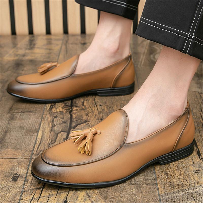 

Тренд Новые Британские Желтые Красные Кисточки Туфли для Вождения для Мужчин Платье Вечер Свадьба Офисная Обувь Выпускной Вечер Sapato Social Masculino 38