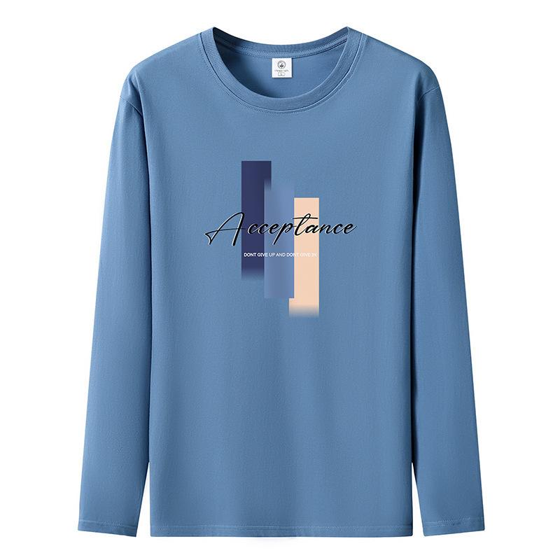 S-5XL Mens Long Sleeved Tee Shirt Pure Cotton Man Casual Pullovers Large Size