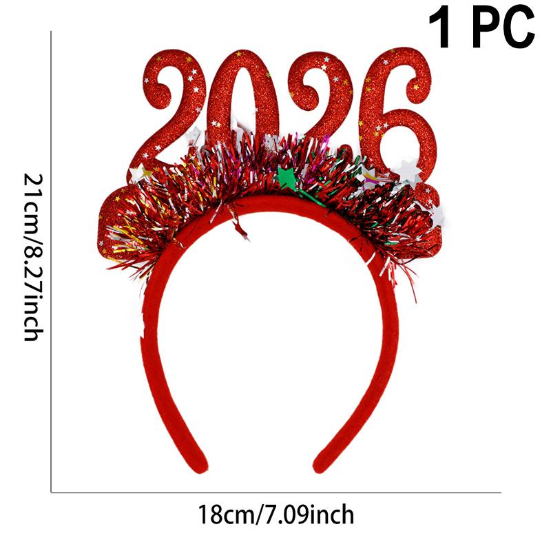 

1/4Pcs 2026 Glitter Numbers Headbands Star Color Strip Headband Christmas New Year s Eve Party Decoration For Adult And Kids