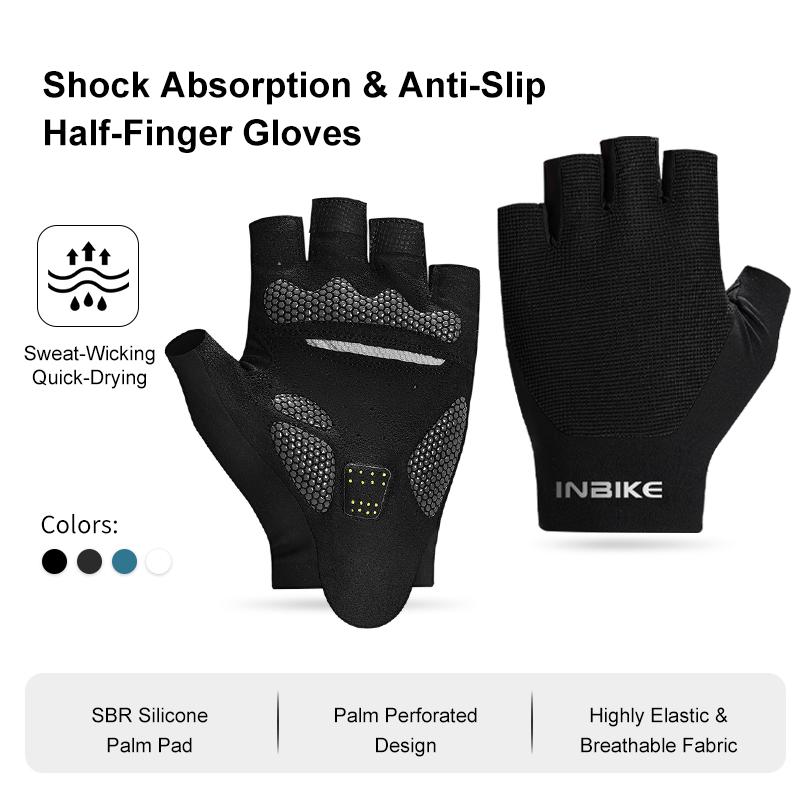 

INBIKE Cycling Gloves Summer MTB Bike Gloves for Men Biking Gloves Gel Padded Half Finger Road Bike Bicycle Gloves Accessoiries M-EU чорний