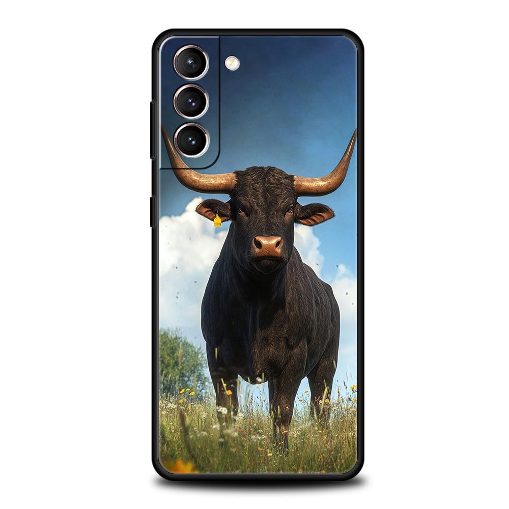 Bull Animal Phone Case For Samsung Galaxy S25 Edge S24 S23 S22 Ultra S20 S21 FE 5G S10 S9 Plus S10E Soft Cover