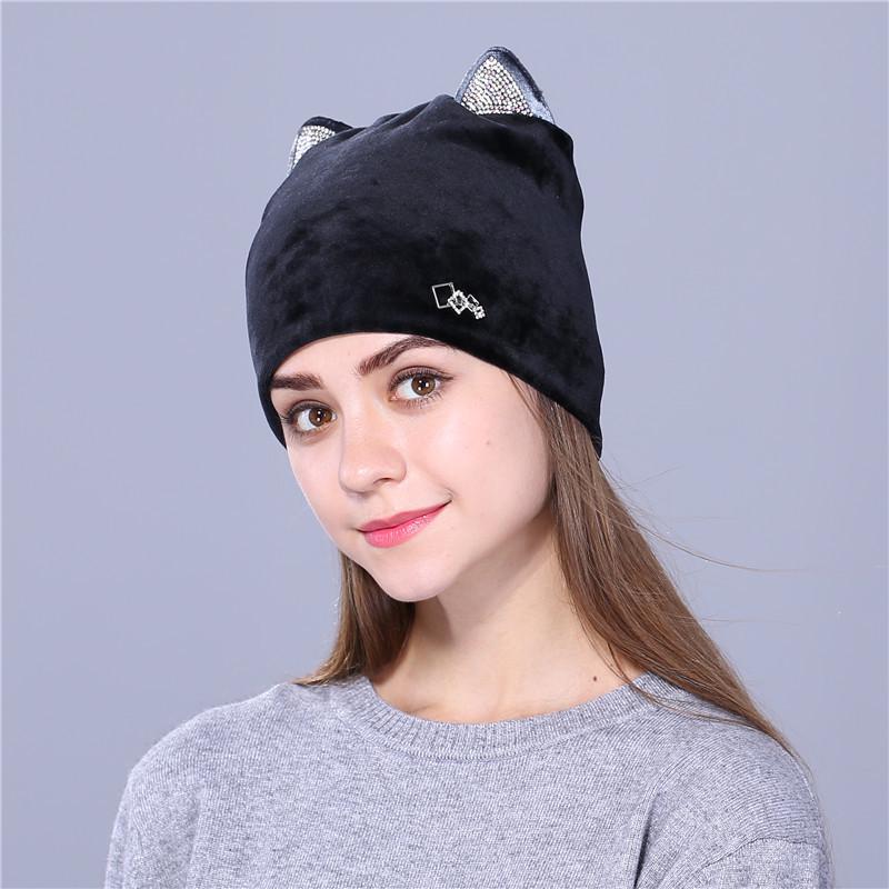 European American Trade French Velvet Cute Cat Ear Pullover Hat - Cross-border Spring Fashion