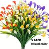 Künstliche Tulpen, Lebendige gemischte Farben, Realistische Plastikblumen für Innen- und Außendekoration, Großartig für Zuhause, Veranda und Friedhofsdekoration