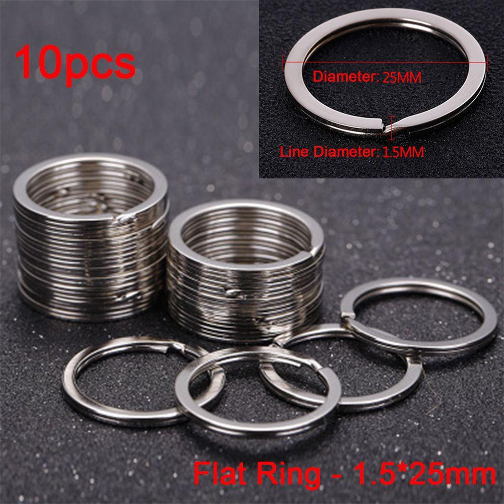 10Pcs/Pack 25/28/30/32mm Clasps Connectors Keychain Split Key Ring Stainless Steel Chain Loop Flat Ring - 1.5X25mm