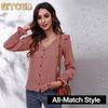 BITCED Moda Donna Casual Manica Lunga Scollo a V Bluse e Camicie
