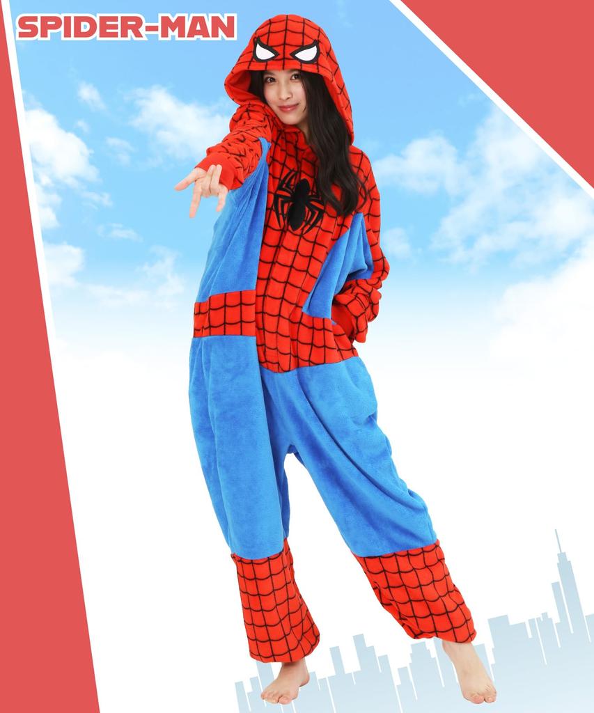 [SAZAC] Character Fleece Kigurumi, One Size Fits All, Marvel Spider-Man