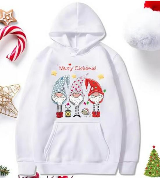 European & American Santa Claus Printed Christmas Hooded Hoodie