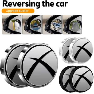 1pair 360 Degree Adjustable Blind Spot Mirror Car Auxiliary Rearview Convex Mirror Round Frame Wide Angle Mirrors For Car R T9x0