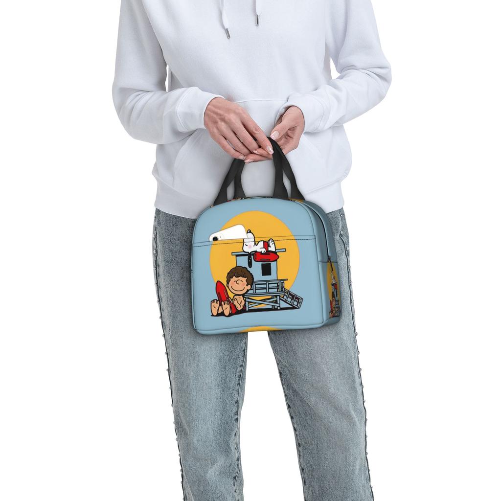 Custom S-Snoopies Insulated Lunch Bags for Work School Manga Resuable Cooler Thermal Bento Box Unisex