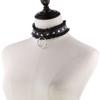 Black Leather Collar Lace Punk Choker Necklace Goth Cosplay Jewelry  Aesthetic Gothic Accessories