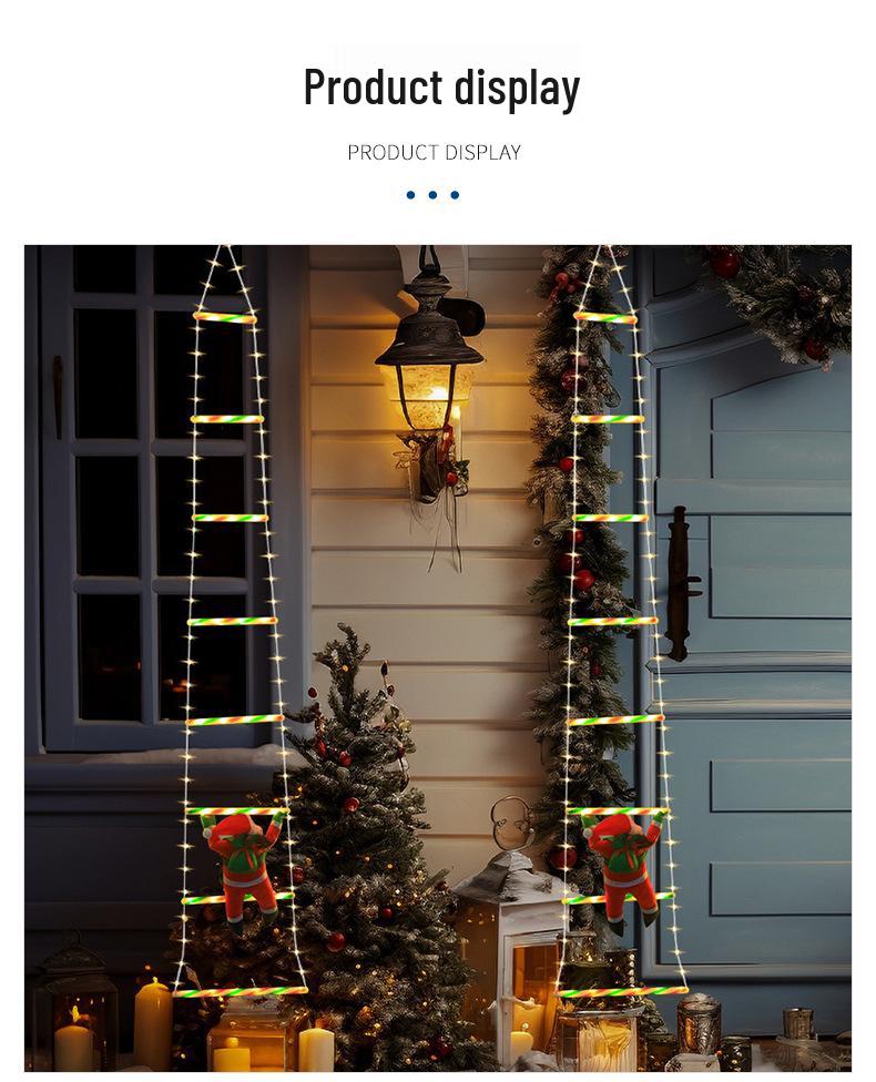 LED Santa Claus Climbing Ladder Hanging Lights - Waterproof Outdoor Christmas Decoration