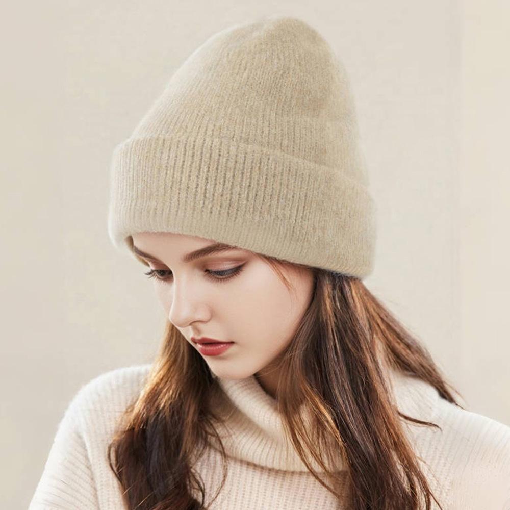 Women's New Style of Wool Hats In Autumn and Winter Big Head Circumference Loose Knitted Pile Hats Versatile Small Cold Hats Showing Off Their Faces