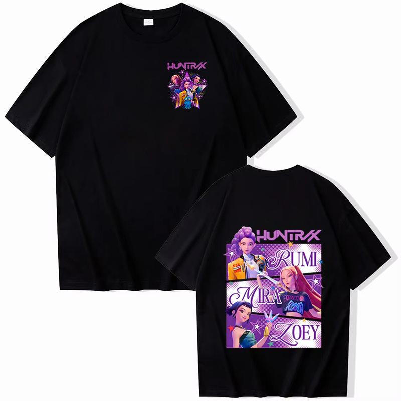 Movie KPop Demon Hunters T-shirt Summer Harajuku Short Sleeve Tee for Casual Loose Women and Men Graphic Printed Tops