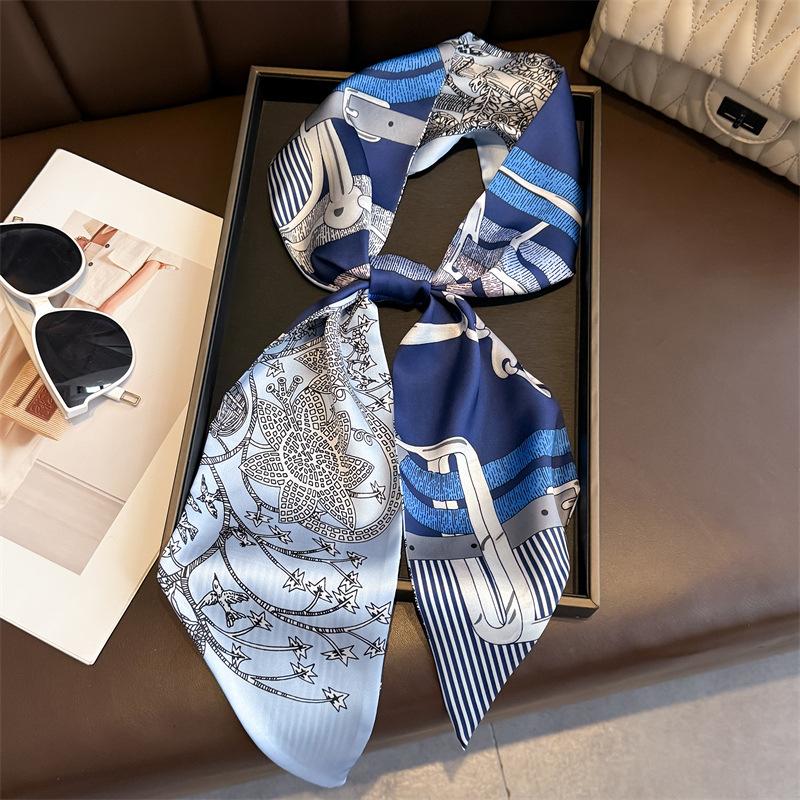 New Long Neckerchief Skinny Hair Bands Women Silk Scarfs Fashion Headbands Bag Scarves Print Hairband Neck Scarf For Ladies