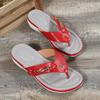 Sommer 2024 Damen Übergröße Keilabsatz Flip-Flops mit Metallschnalle - Lässige Europäische & Amerikanische Style Strand Sandalen