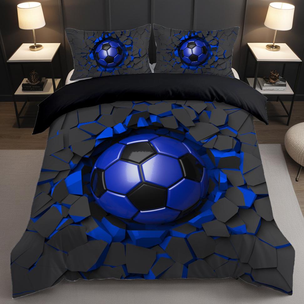 

Quilt Cover Bedding Xiyin 3D Printing Three-Piece Set Home Textiles Football Sports Fresh 135 * 200Cm 50 * 80cm * 1 two-piece set