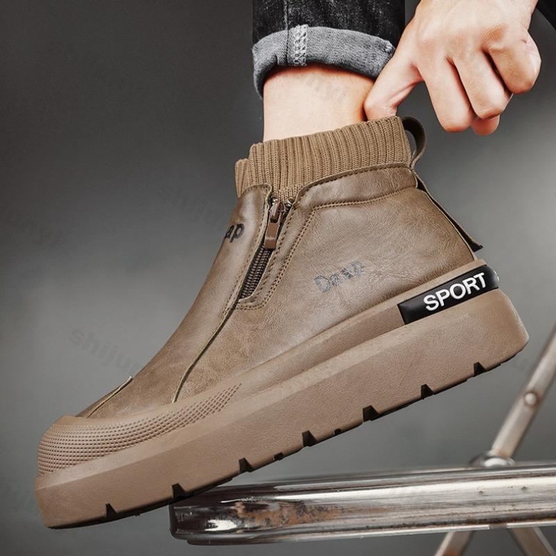 Fashion 2025 Autumn Retro British Style High Top Thick Soled Casual Shoes for Men Comfortable Versatile Non Slip Fashion Chunky sneakers