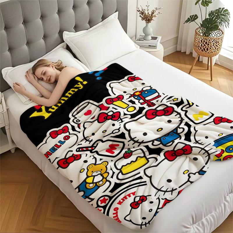 Kawaii Hello Kitty Throw Blanket, Soft Flannel Fleece Blanket for Sofa Bed Kids Girls Room