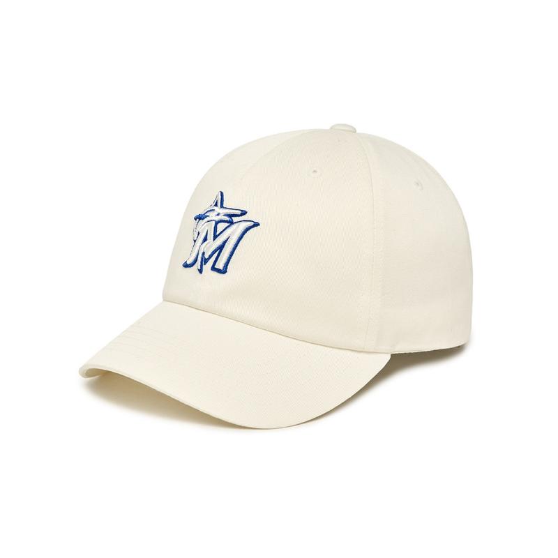 Хлопковые Бейсболки MLB Унисекс Кремовые Модные 3ACP0113N-05IVS F