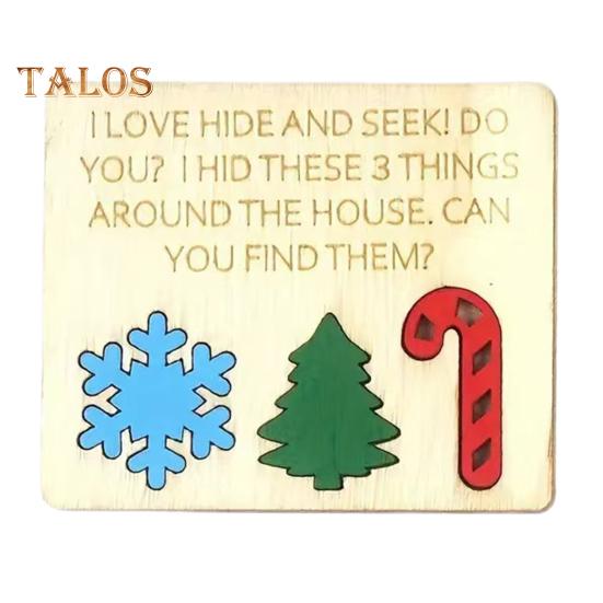 2 Pcs Hide And Seek Set Christmas Wooden Family Game Toy Interactive Xmas Hide And Seek Blocks for Home Festival Party Games