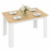 Dining Table for 4-6 People, Kitchen Table with Wood Effect for Dining Room, Oak and White