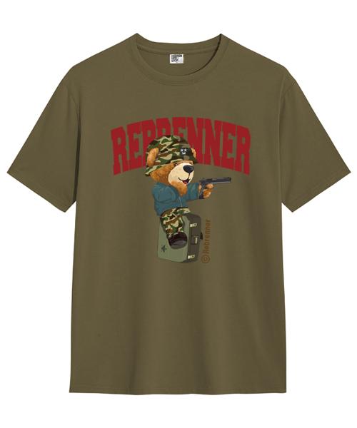 REBRENNER General Bear 20-Count Crew Neck Short Sleeve T-Shirt Khaki