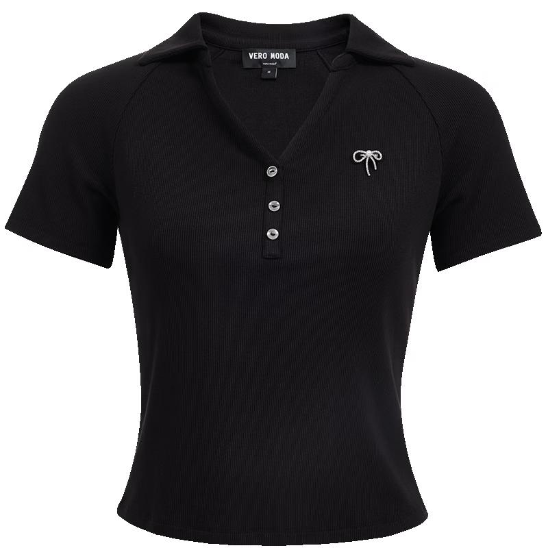 VERO MODA Women's Sleeveless V-Neck Top with Detachable Butterfly Brooch
