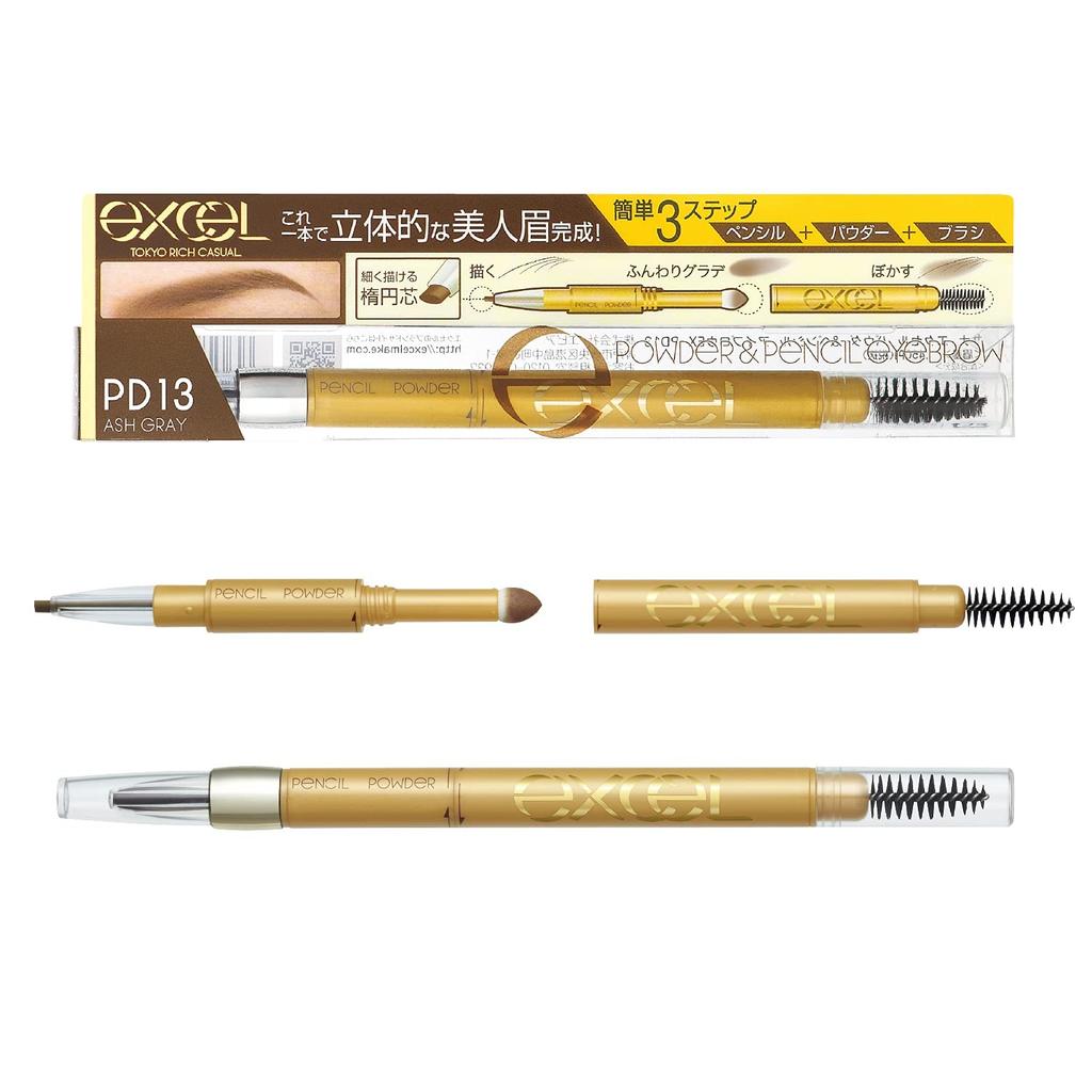 Excel Powder Pencil Eyebrow EXPD13 Eyebrow Eyebrow Eyebrow Powder & (Ash Gray) Pencil, Brush,
