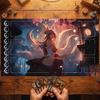 Cute Cat Adventurer TCG Playmat 35X60CM Magic Card Battle Mat Non-Slip Durable Stitched Edge Tabletop Playmat