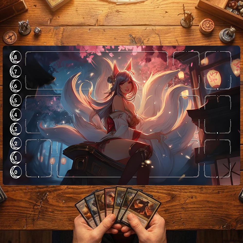Cute Cat Adventurer TCG Playmat 35X60CM Magic Card Battle Mat Non-Slip Durable Stitched Edge Tabletop Playmat