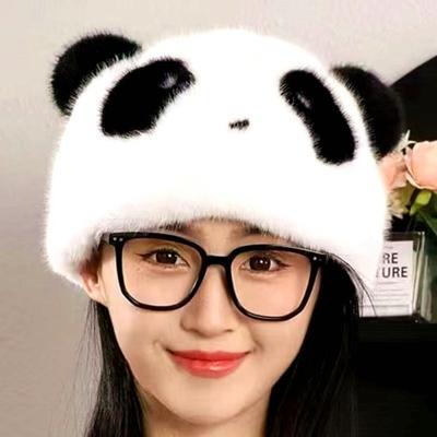Versatile New Winter New Female Panda Hat Cute Imitation Mink Velvet Hat Ear Protection Fluffy Warm Windproof