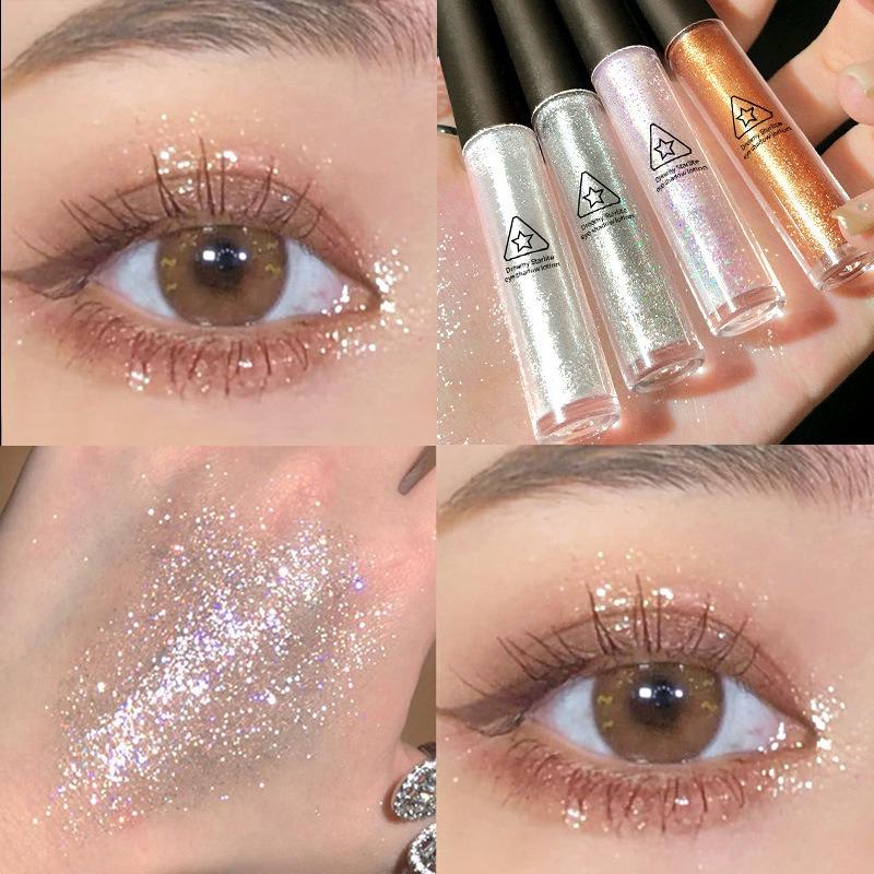 Star Diamond Eyeshadow Liquid Fine Sparkling High Gloss, One Drop of Tear Brightening Undereye Sparkling Pearl Liquid Eyeshadow