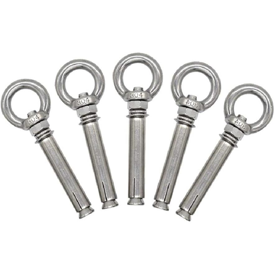 5-Pack Stainless Steel Ring Lifting Expansion Eyebolt Bolt Screw with Ring M8x80mm 100mm